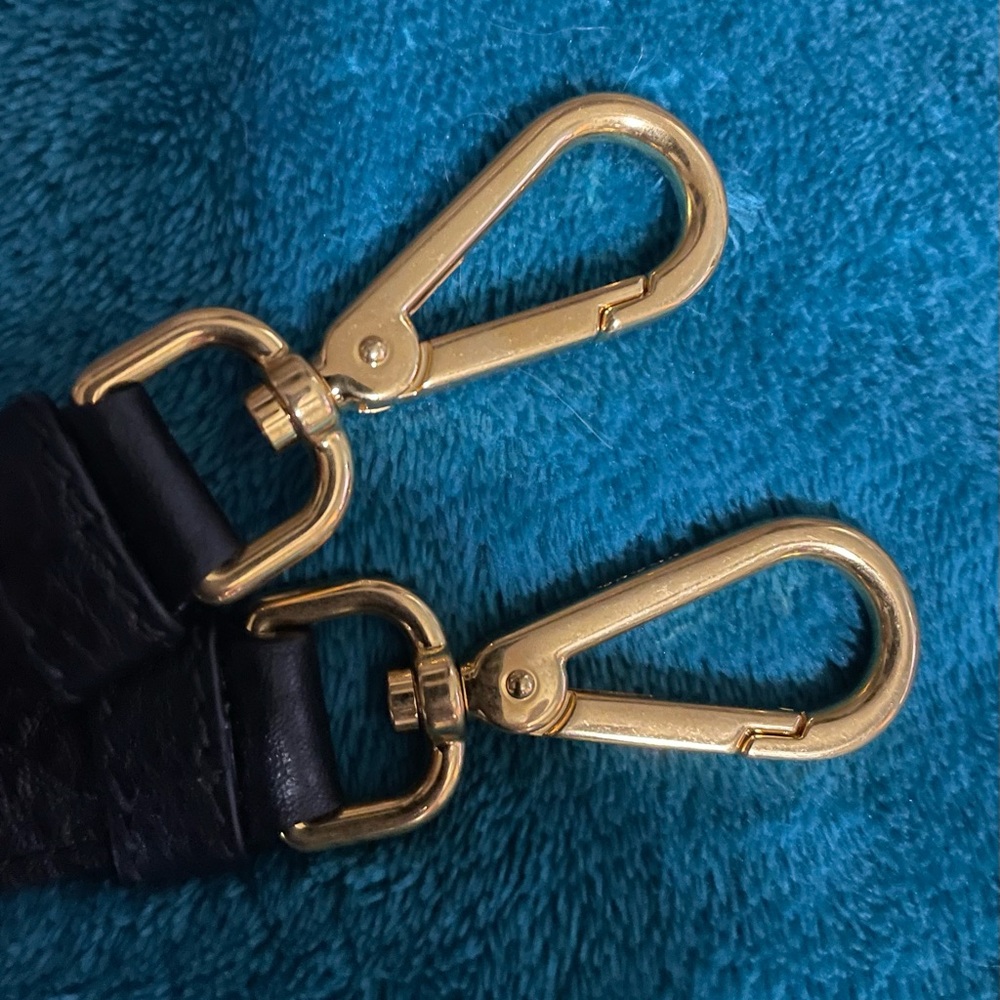 Authentic Prada Black Leather Bag Strap with Gold Tone Hardware - Picture 6 of 9